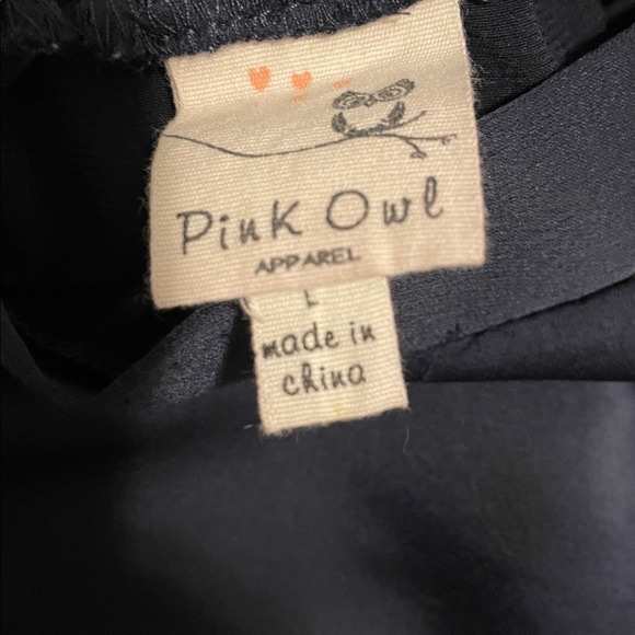 Pink Owl Apparel Mini Dress Coquette Style Size L Navy Easywear Lightweight - Picture 6 of 14